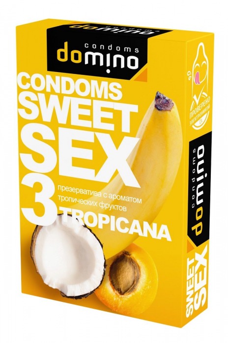Презервативы для орального секса DOMINO Sweet Sex с ароматом тропических фруктов - 3 шт. - Domino - купить с доставкой в Люберцах