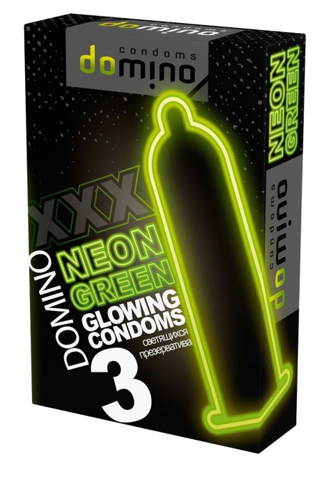 Презервативы DOMINO Neon Green со светящимся в темноте кончиком - 3 шт. - Domino - купить с доставкой в Люберцах