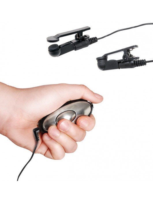 Черные электрические зажимы для сосков Shock Therapy Nipple Clamps - Pipedream - купить с доставкой в Люберцах