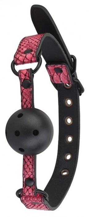 Черно-розовый кляп-шарик с отверстиями BALL GAG - Dream Toys - купить с доставкой в Люберцах