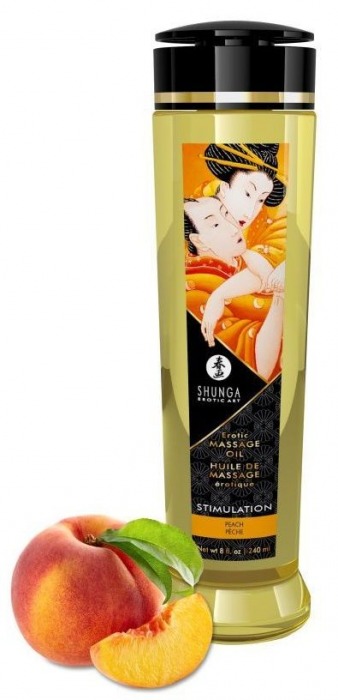Массажное масло для тела с ароматом персика Stimulation - 240 мл. - Shunga - купить с доставкой в Люберцах