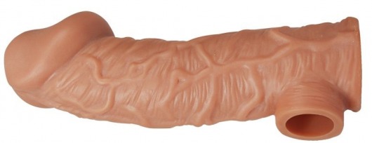 Телесная насадка на фаллос с отверстием для мошонки EXTREME SLEEVE - 17,6 см. - KOKOS - в Люберцах купить с доставкой