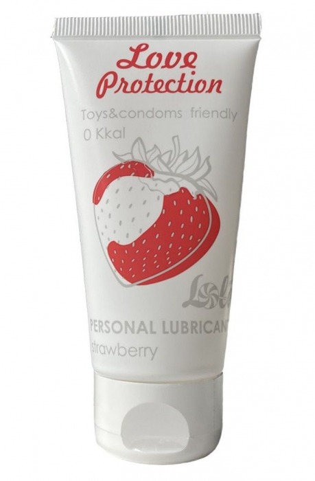 Лубрикант на водной основе с ароматом малины Love Protection Strawberry - 50 мл. - Lola Games - купить с доставкой в Люберцах