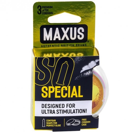 Презервативы с точками и рёбрами в пластиковом кейсе MAXUS Special - 3 шт. - Maxus - купить с доставкой в Люберцах