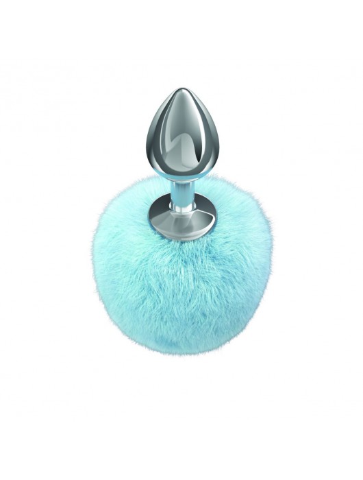 Серебристая анальная пробка с голубым пушистым хвостиком Twinkle - Lola Games - купить с доставкой в Люберцах