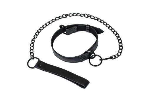 Черный ошейник Sin с поводком - Lola Games - купить с доставкой в Люберцах
