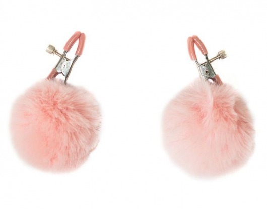 Зажимы на соски Angelic с розовыми меховыми шариками - Lola Games - купить с доставкой в Люберцах