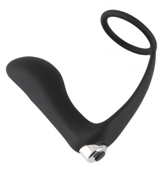 Черное эрекционное кольцо с анальной вибропробкой Vibrating Ring   Plug - Orion - в Люберцах купить с доставкой
