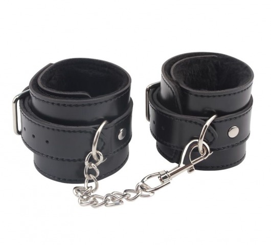 Черные оковы на ноги Obey Me Leather Ankle Cuffs - Chisa - купить с доставкой в Люберцах