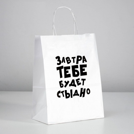 Подарочный пакет  Завтра тебе будет стыдно  - 30 х 24 см. - UPAK LAND - купить с доставкой в Люберцах