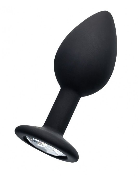 Черная анальная втулка с прозрачным стразом - 7,2 см. - POPO Pleasure - купить с доставкой в Люберцах