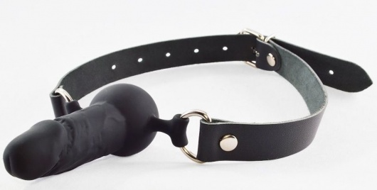 Черный кляп-шар с фаллосом на регулируемых ремешках - Sitabella - купить с доставкой в Люберцах