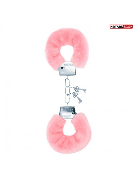 Металлические наручники с мягкой нежно-розовой опушкой - Notabu - купить с доставкой в Люберцах