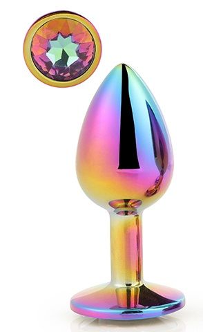 Голографическая анальная втулка с радужным кристаллом - 7,1 см. - Dream Toys - купить с доставкой в Люберцах