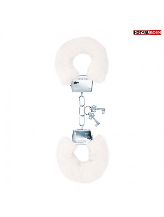 Белые меховые наручники на сцепке с ключиками - Notabu - купить с доставкой в Люберцах