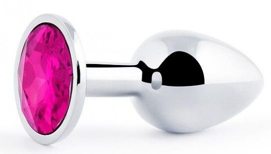 Серебристая анальная пробка с малиновым кристаллом - 7,2 см. - Anal Jewelry Plug - купить с доставкой в Люберцах