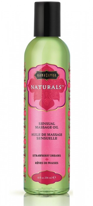 Массажное масло Naturals Strawberry Dreams с ароматом клубники - 236 мл. - Kama Sutra - купить с доставкой в Люберцах