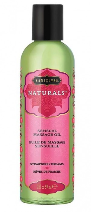 Массажное масло Naturals Strawberry Dreams с ароматом клубники - 59 мл. - Kama Sutra - купить с доставкой в Люберцах
