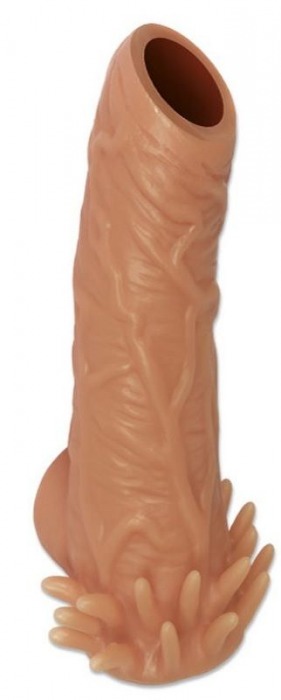 Телесная насадка с усиками и открытой головкой Nude Sleeve M - 12 см. - KOKOS - в Люберцах купить с доставкой