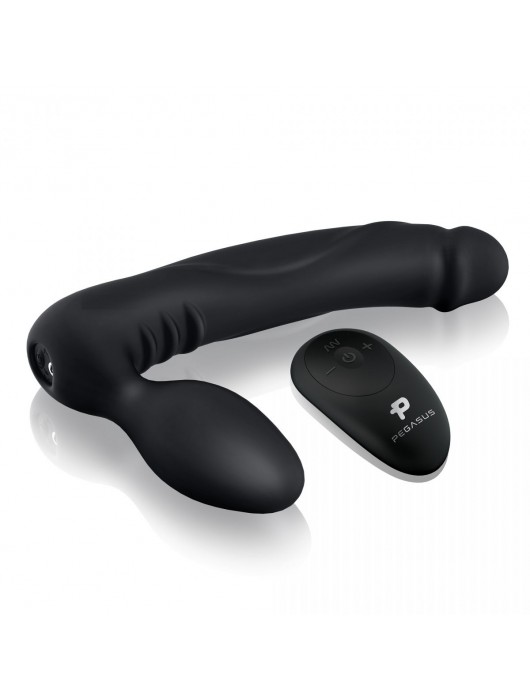 Черный безремневой страпон с вибрацией - 20,3 см. - Pegasus - купить с доставкой в Люберцах