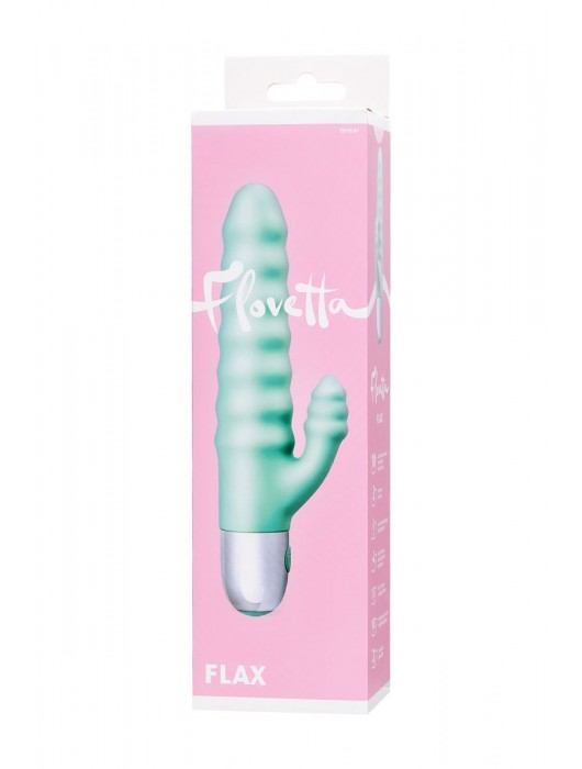 Мятный рельефный вибратор с клиторальной стимуляцией Flax - 17,5 см. - ToyFa