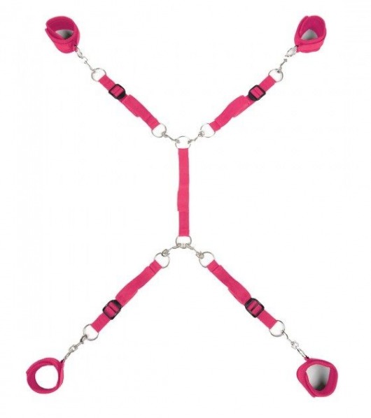 Ярко-розовый набор фиксаций на кровати Classic Bed Spreader - Lux Fetish - купить с доставкой в Люберцах