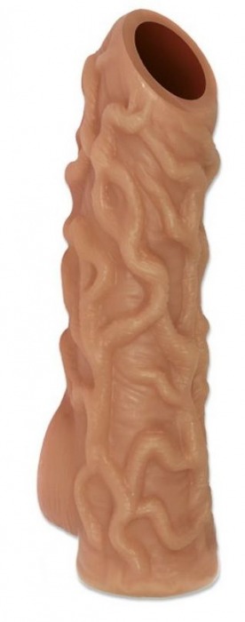 Телесная насадка с венками и открытой головкой Nude Sleeve S - 10 см. - KOKOS - в Люберцах купить с доставкой