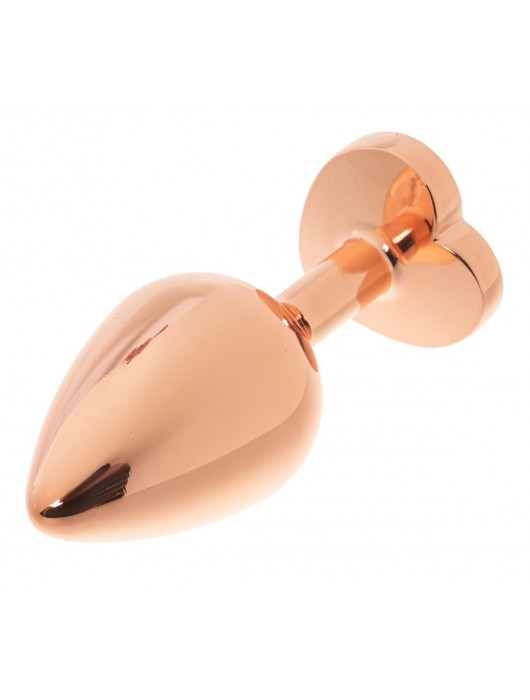 Золотистая анальная пробка OYO с зеленым кристаллом-сердцем - 7,3 см. - OYO