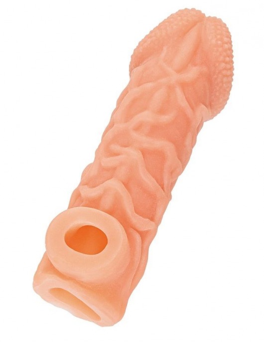 Телесная закрытая насадка с венками Cock Sleeve Size S - 13,8 см. - KOKOS - в Люберцах купить с доставкой