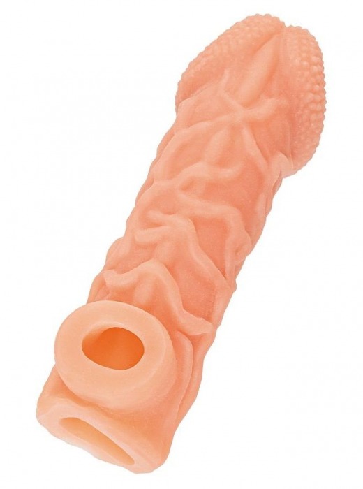 Телесная закрытая насадка с венками Cock Sleeve Size L - 17,6 см. - KOKOS - в Люберцах купить с доставкой