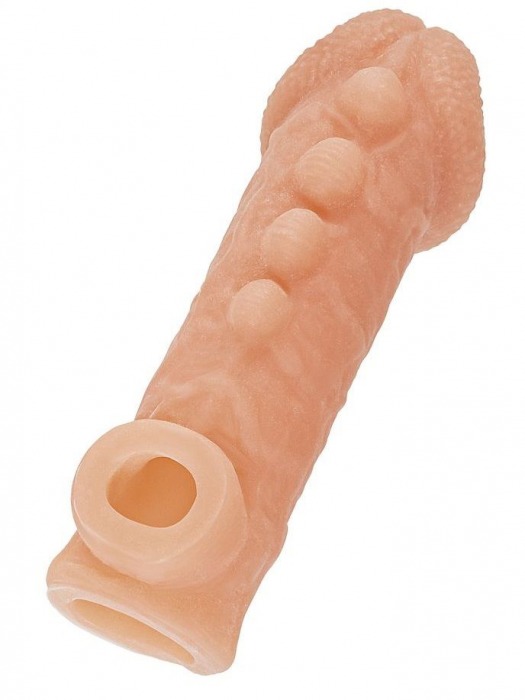 Телесная закрытая насадка с шишечками Cock Sleeve Size L - 17,6 см. - KOKOS - в Люберцах купить с доставкой