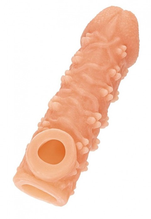 Телесная закрытая насадка с пучками шишечек Cock Sleeve Size M - 15,6 см. - KOKOS - в Люберцах купить с доставкой