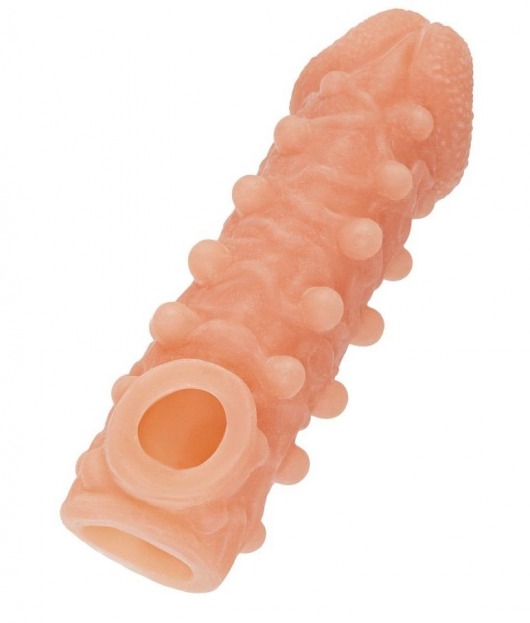 Телесная закрытая насадка с шариками Cock Sleeve Size M - 15,6 см. - KOKOS - в Люберцах купить с доставкой