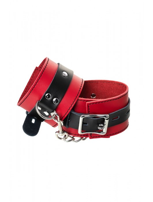 Красно-черные оковы на ноги из кожи - ToyFa - купить с доставкой в Люберцах