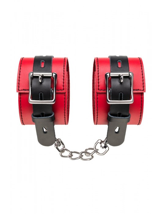 Красно-черные оковы на ноги из кожи - ToyFa - купить с доставкой в Люберцах