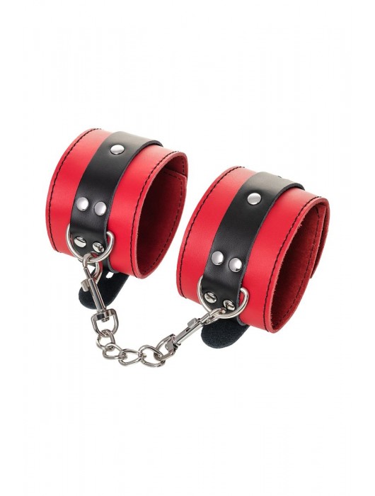 Красно-черные оковы на ноги из кожи - ToyFa - купить с доставкой в Люберцах