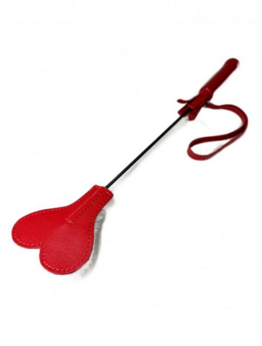 Красно-белый кожаный мини-стек - 36 см. - БДСМ Арсенал - купить с доставкой в Люберцах