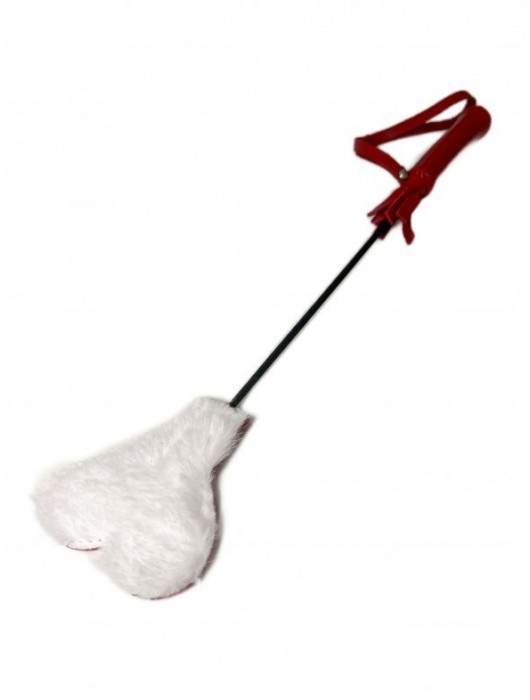 Красно-белый кожаный мини-стек - 36 см. - БДСМ Арсенал - купить с доставкой в Люберцах