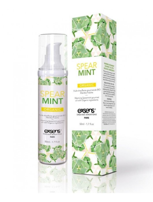 Разогревающее массажное масло Gourmet Spearmint Organic с органическими ингредиентами - 50 мл. - Exsens - купить с доставкой в Люберцах
