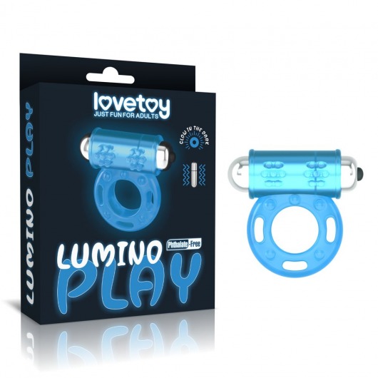 Голубое, светящееся в темноте эрекционное виброкольцо Lumino Play Vibrating Penis Ring - Lovetoy - в Люберцах купить с доставкой