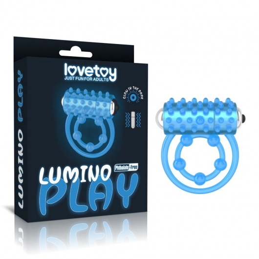 Голубое, светящееся в темноте виброкольцо Lumino Play Vibrating Penis Ring - Lovetoy - в Люберцах купить с доставкой