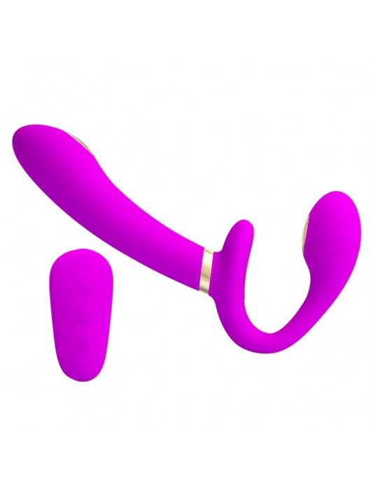 Лиловый безремневой страпон с функцией электростимуляции Thunderbird - Baile - купить с доставкой в Люберцах