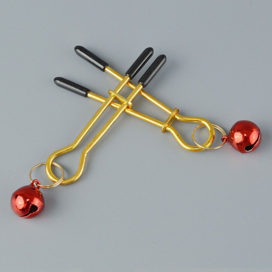 Золотистые зажимы с колокольчиками Gold - Sitabella - купить с доставкой в Люберцах