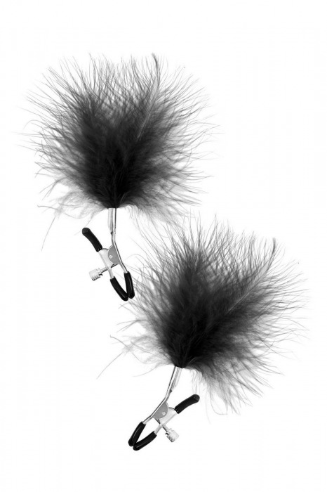 Зажимы на соски с черными пуховыми кисточками Sweet Caress Feather Nipple Clumps - Sweet Caress - купить с доставкой в Люберцах