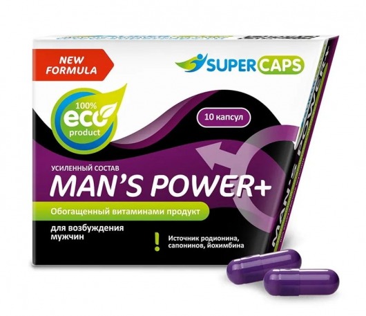 Возбуждающее средство для мужчин Mans Power plus - 10 капсул (0,35 гр.) +1 в подарок - SuperCaps - купить с доставкой в Люберцах