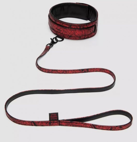 Стильный ошейник с поводком Reversible Faux Leather Collar and Lead - Fifty Shades of Grey - купить с доставкой в Люберцах