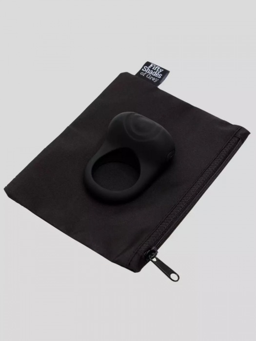 Черное эрекционное виброкольцо Sensation Rechargeable Vibrating Love Ring - Fifty Shades of Grey - в Люберцах купить с доставкой