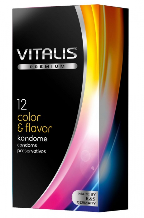 Цветные ароматизированные презервативы VITALIS PREMIUM color   flavor - 12 шт. - Vitalis - купить с доставкой в Люберцах
