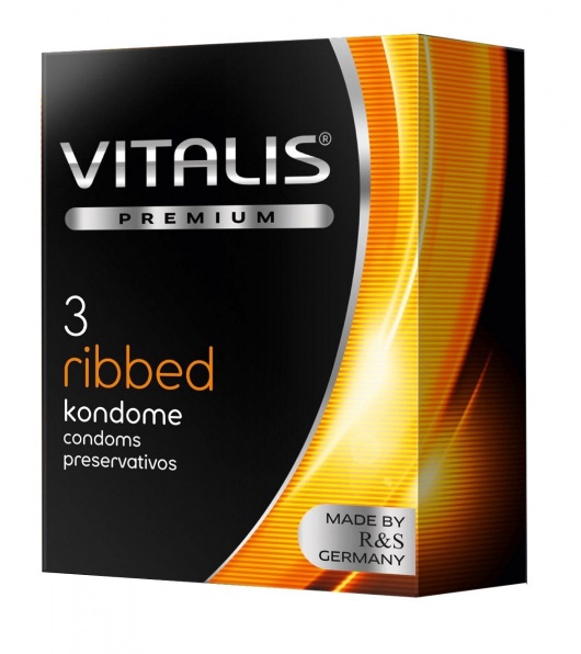 Ребристые презервативы VITALIS PREMIUM ribbed - 3 шт. - Vitalis - купить с доставкой в Люберцах