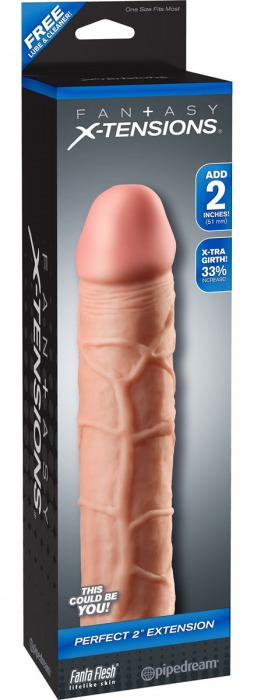 Телесная насадка Fantasy X-tensions Perfect 2  Extension - 20,3 см. - Pipedream - в Люберцах купить с доставкой